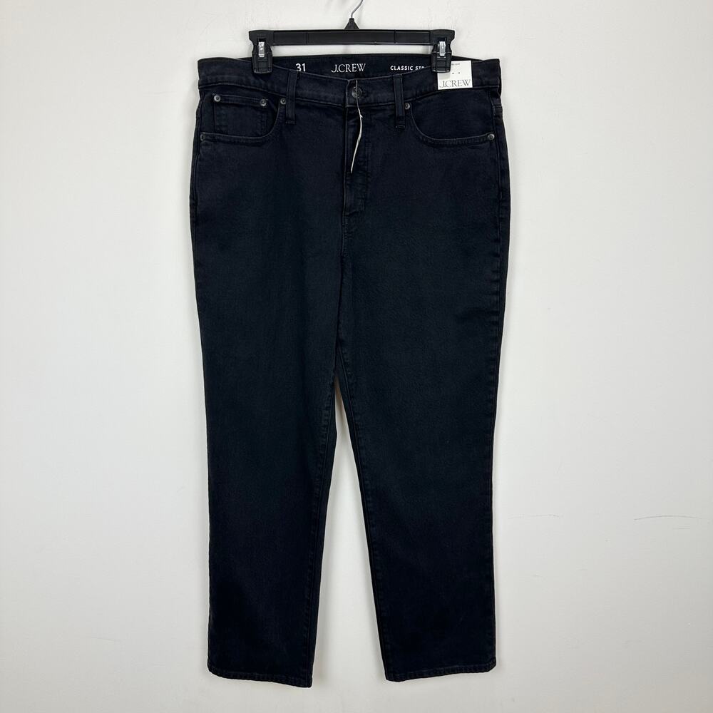 J.Crew Classic Straight Jean Washed Black Stretch High Rise Organic US 31 NWT - Picture 4 of 9